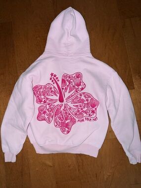 Pink Floral Graphic Hoodie - Pink Polly Puff